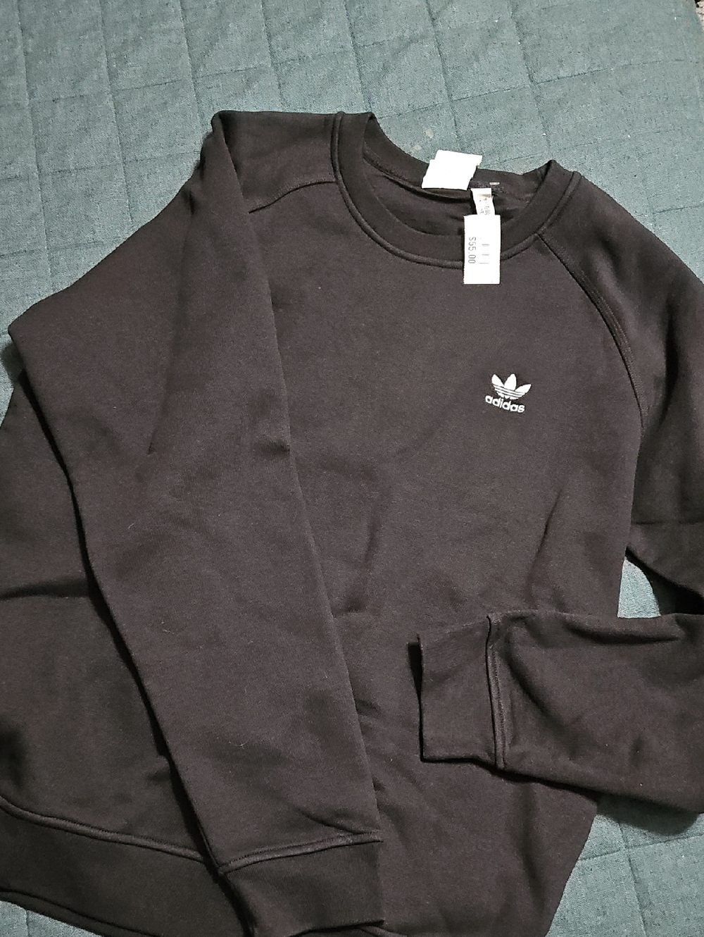 adidas Black Crewneck Sweatshirt with Trefoil Logo